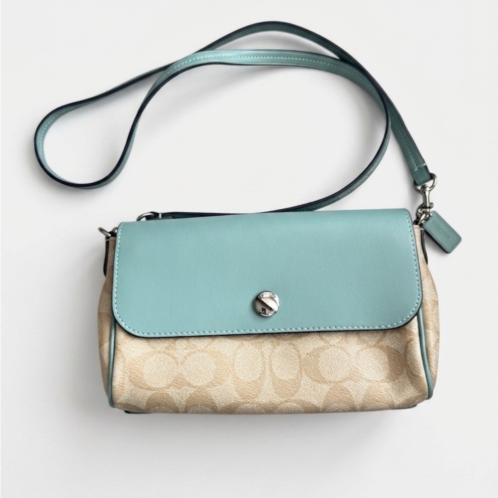 Coach Reversible Crossbody Bag in Signature Canvas - Seafoam Green / Aquamarine